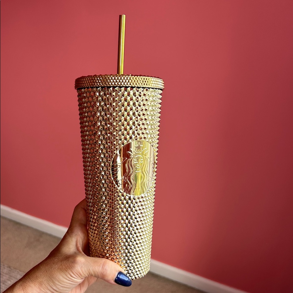 Starbucks Holiday 2022 Gold Studded Metallic Collectible Tumbler Venti